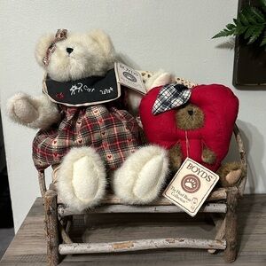 BOYD'S BEARS MISS UNDERSTOOD & FRITTER APPLETON PLUSH BEARS W/ ORIGINAL TAGS